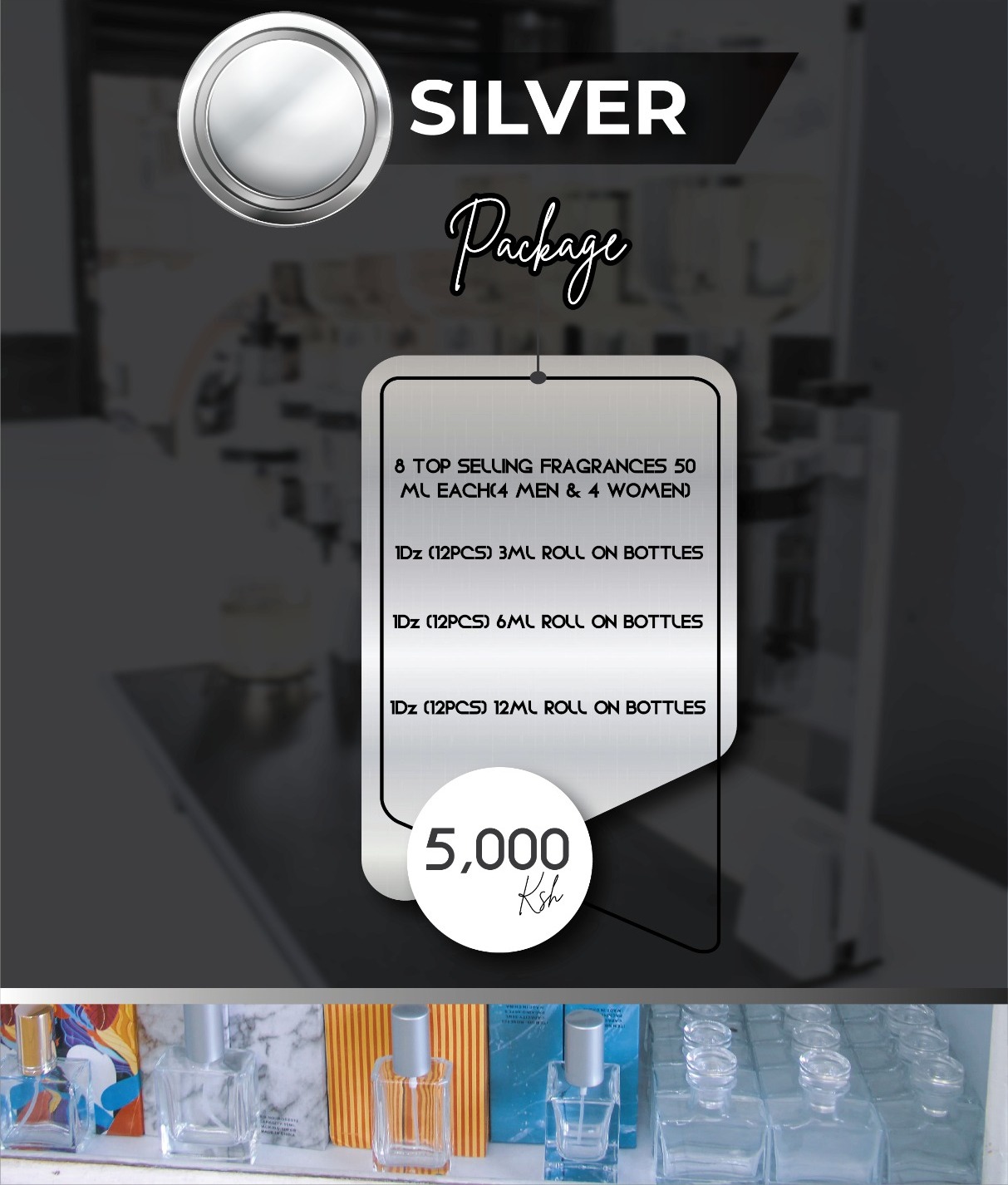 shining image with perfume store blurry background representing the afri beauty wholesale sliver package